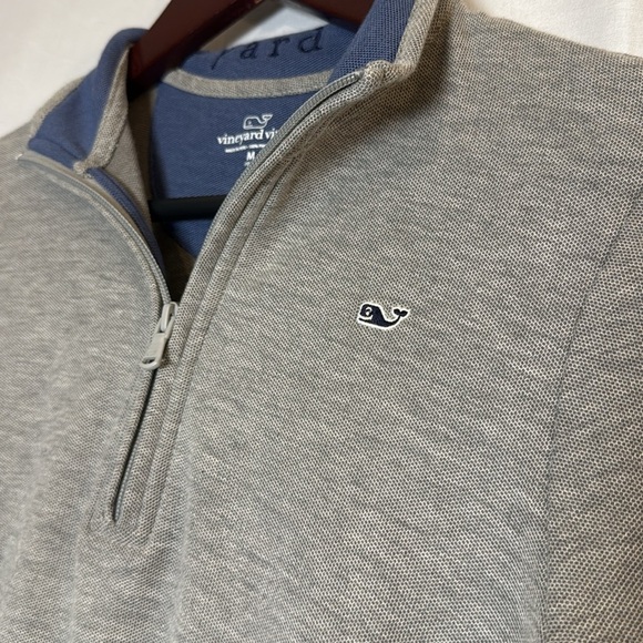 Vineyard Vines Boys 10-12 1/4 Zip Pullover Gray Blue Whale Logo Size M - Picture 3 of 7
